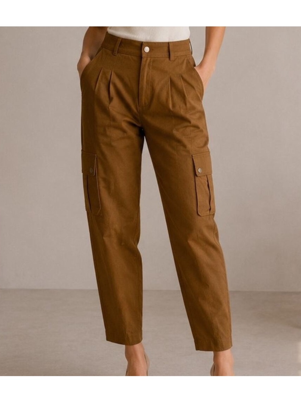 Alice + Olivia Clarkson Brown Faux Suede Cargo Pants